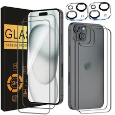 2 set Front+Back+Camera Lens Screen Protector For iPhone 17 16 15 14 13 Pro Max