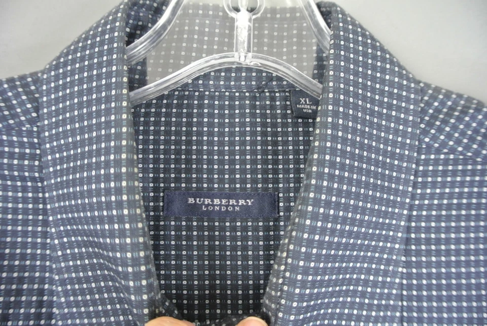 Camisa de vestir Burberry London para hombre con botones XL azul manga larga diseñador *123 Foto 3 de 4