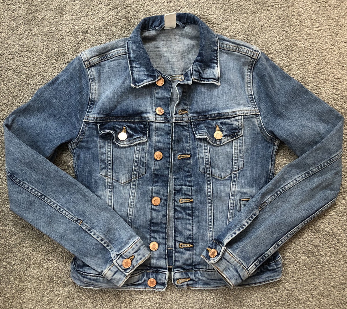 Denim H&M Trucker Jean Jacket Women's Size Blue Long Sleeve