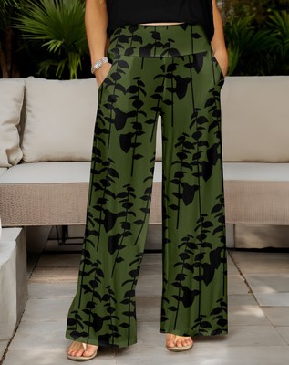 Bon Apple Tea Women's Wide Leg Pants with Pockets
