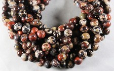 African Red Brecciated Jasper 12mm Round Beads 16" Strand