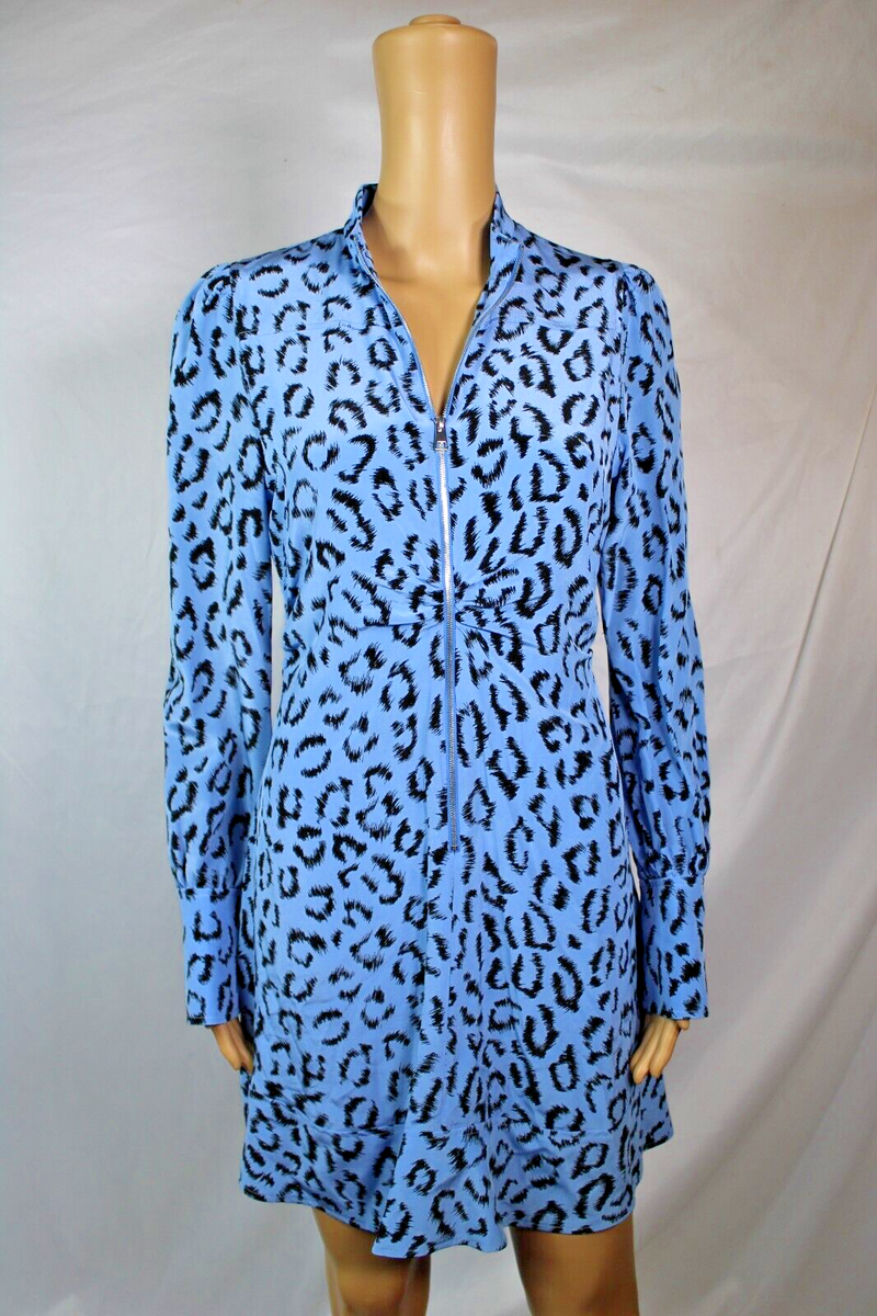 blue cheetah print dress ALC Women's Blue Cheetah Print Dress Black & Blue - Size 4