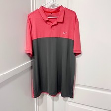 Nike Golf Polo Mens XL Red Short Sleeve Icon Colour Block Shirt 725527 654