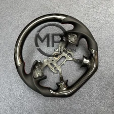 Custom carbon fiber steering wheel black leather Fit for Acura TL 2004 2005 2006