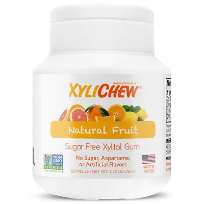 Xylichew Citrus Fruit Chewing Gum 60 Count Sugar Free Natural Healthy Gum