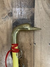 Vintage Brass Duck / Goose Head Handle 34.25" Wood Walking Stick Cane