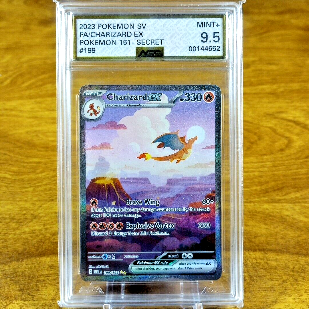 Pokemon SV 151 Charizard EX 199/165 AGS Mint+ 9.5 Full Art Holo