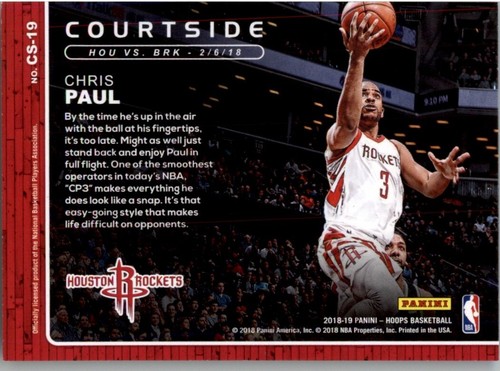 2018-19 Hoops Courtside #CS-19 Chris Paul Houston Rockets *+* - Picture 2 of 2