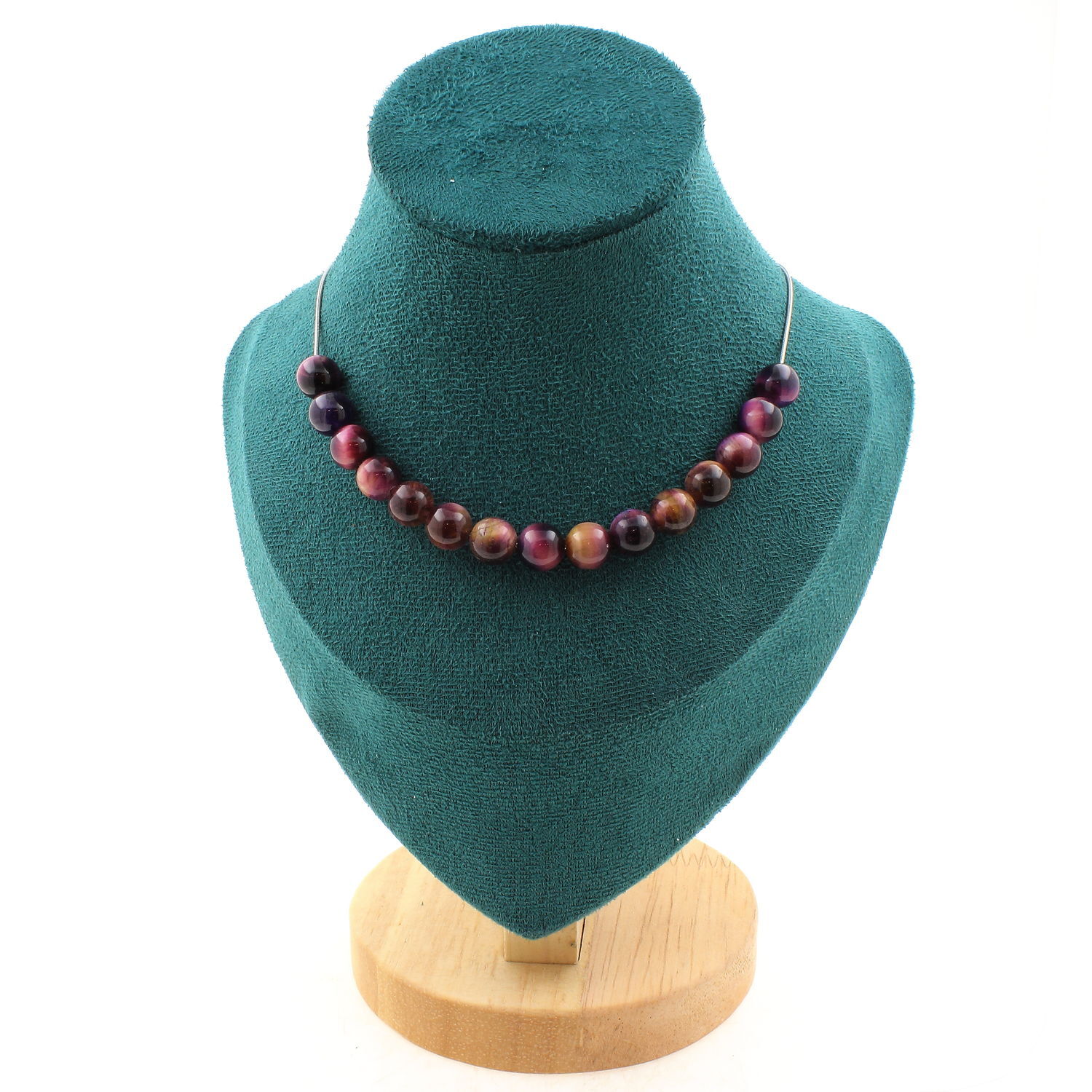 Collier Oeil de Tigre violet bicolore pour sublimer vos tenues bohèmes chic