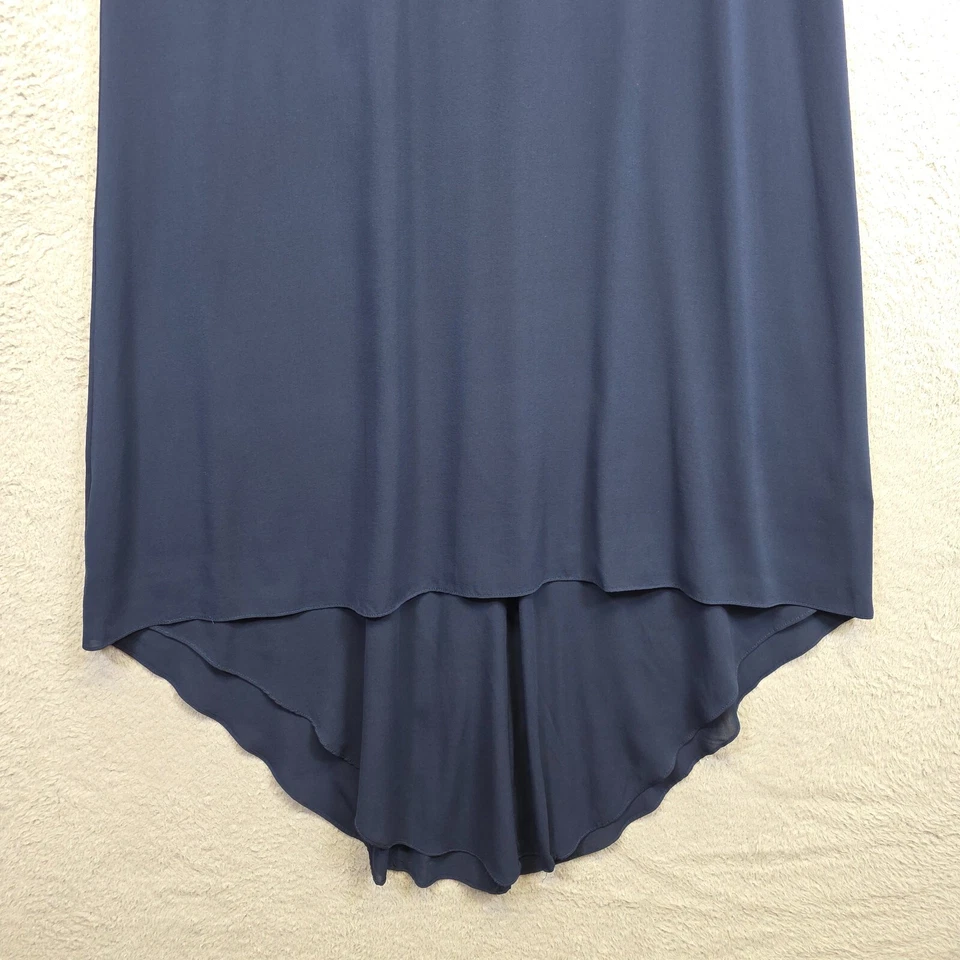 Alice Olivia Silk Maxi Dress Womens S Blue Knot Back Hi Low Drapey Old Money - Image 4 of 4