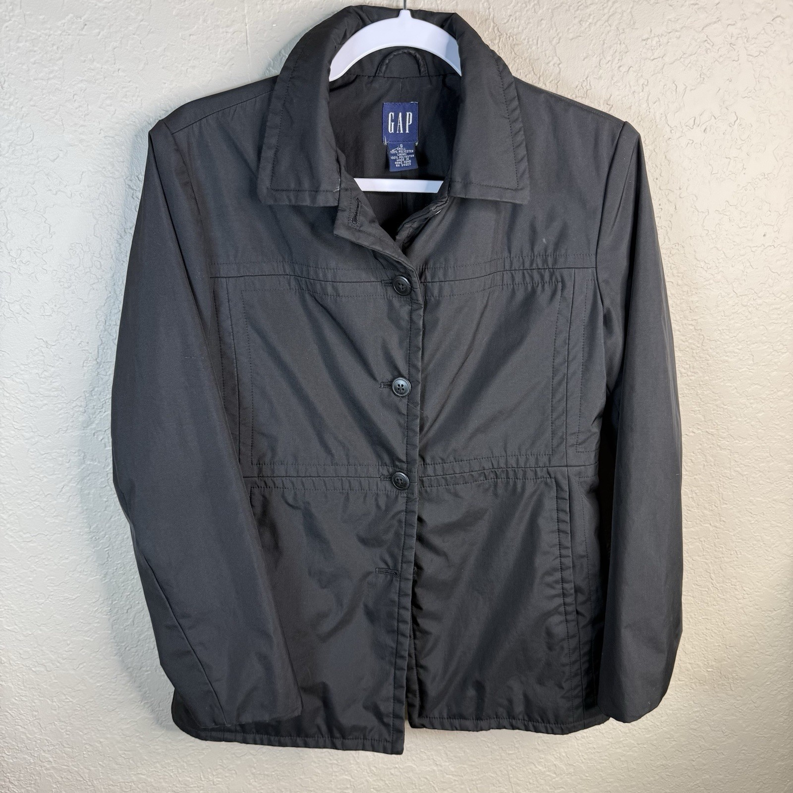 Gap Black Utility Button Up Collared Jacket Small… - image 6