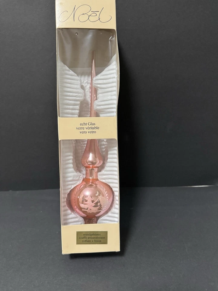 Vintage Glass Christmas Tree Topper Pink West German 29cm Kitsch Retro Glitter - Image 3 of 4