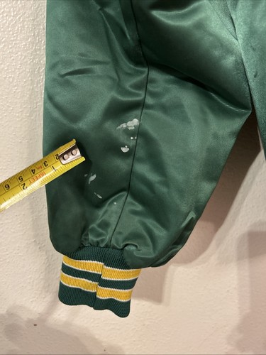 Chaqueta de satén vintage Green Bay Packers línea tiza para hombre XL 80’s abrigo abotonado - Imagen 15 de 15