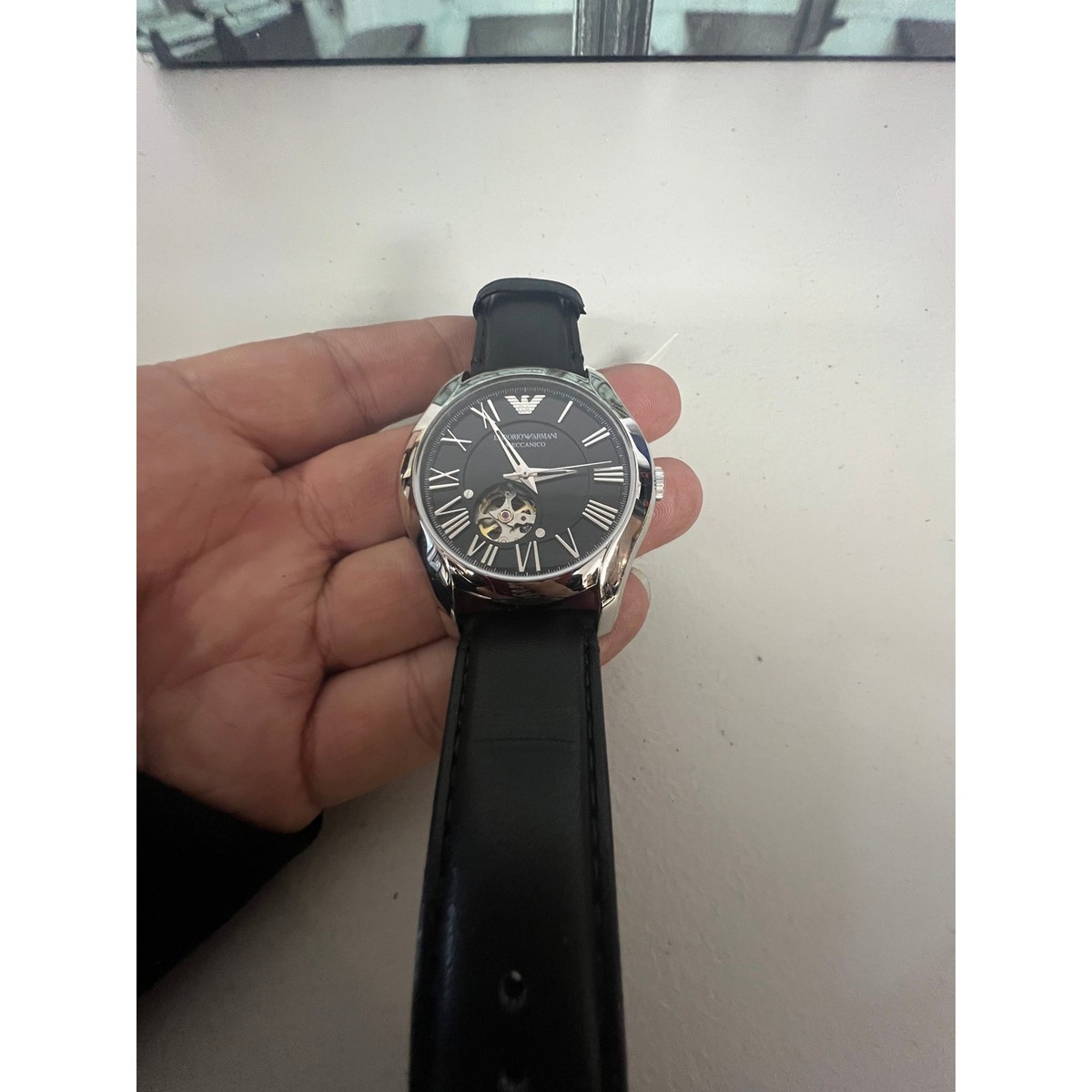 Emporio Armani AR60016 Automatic Black Leather Men display picture 2