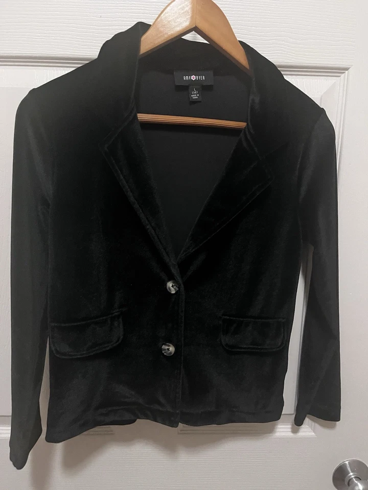 Amy Byer Girls Velvet/velour Blazer. Black - Image 3 of 4