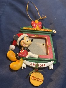 Disney Merry Christmas Grandpa Mickey Mouse Photo Frame Ornament 2000 Christmas