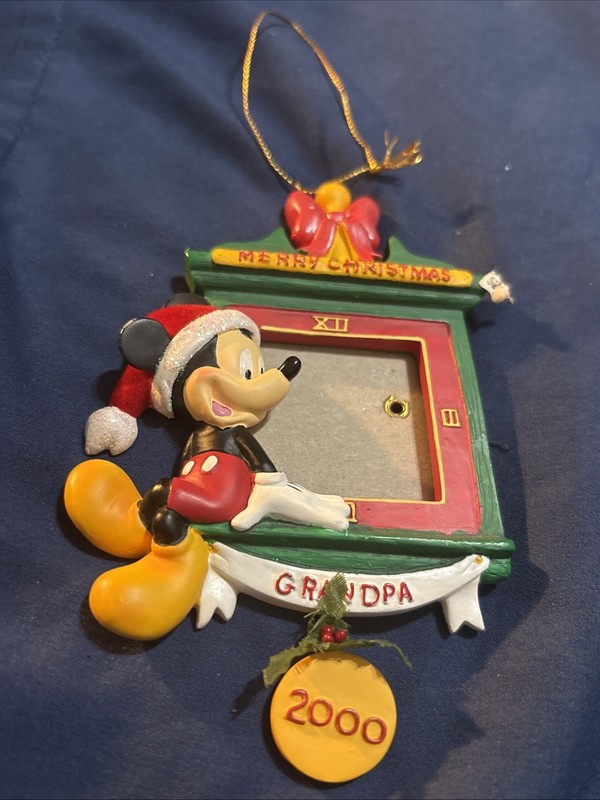 Disney Merry Christmas Grandpa Mickey Mouse Photo Frame Ornament 2000 Christmas