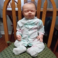 Lifelike 22in Vinyl Reborn Baby Doll with Brown Hair and Soft Body 7lb 4oz