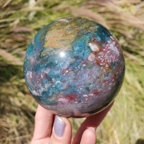 Ocean Jasper Healing Sphere Orb Color Fiesta Party Marine Jasper Ball | A Grade - Foto 7 di 10