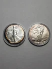 Lot Of 2 Tarnish 2021 W Walking Liberty Eagle Fine Silver Dollar Coins 1oz USA