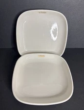 2 USAir Airlines Square Appetizer Snack Plates 5 3/4" Vintage Gold Logo Ceramic