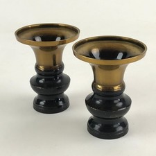 Raccordo altare buddista giapponese 2pz vaso fiori ottone butsudan oro BA13