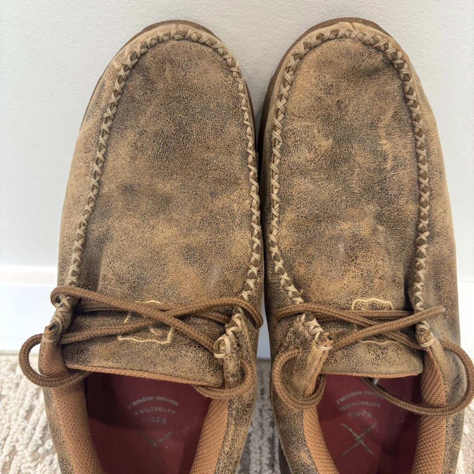 Zapatos sin cordones Twisted X para hombre mocasines informales de cuero marrón talla 8,5 M Foto 4 de 4