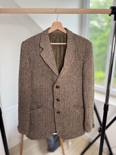 Veste Harris Tweed Vintage | Laine Vierge Tissé Main | Taille L 50  Marron Chiné