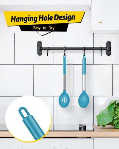 Pack of 2 Large Silicone Cooking Spoons,Non Stick Solid Basting Spoon,Heat-Re... - Picture 4 of 7