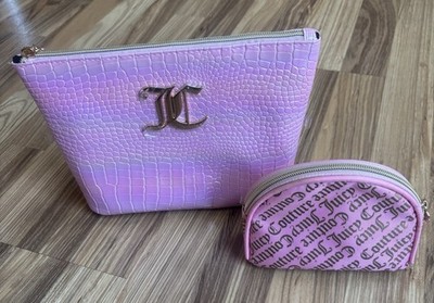NWOT Juicy Couture 2 peice Set Make-Up Bags / Travel Chameleon Pink