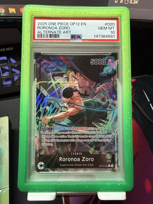 2025 ONE PIECE OP12-020 LEGACY OF THE MASTER RORONOA ZORO ALT ART LEADER PSA 10