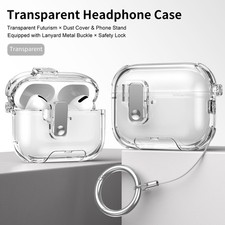 For Apple AirPods 4th Gen/Pro 3/2 Shockproof TPU Lock Case Stand Cover w/Strap
