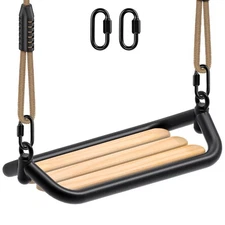 Hanging Wood Swing Seat Tree Swing for Kids, 100% Polyester Weather Proof Rop...