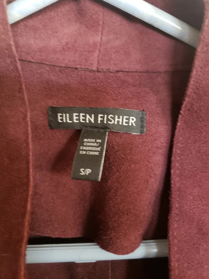 Jaqueta longa Eileen Fisher borgonha macia camurça de cabra quimono XS MSRP $898 - Imagem 3 de 4