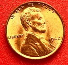 1942-P Lincoln Wheat Cent Penny GEM RED BU From an Original Bank Roll