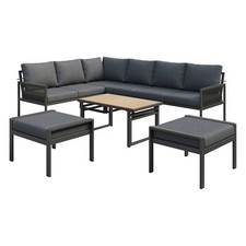 8 Seater Garden Furniture Set, Outdoor Modular Sofa w/ Heiget Adjustable Table