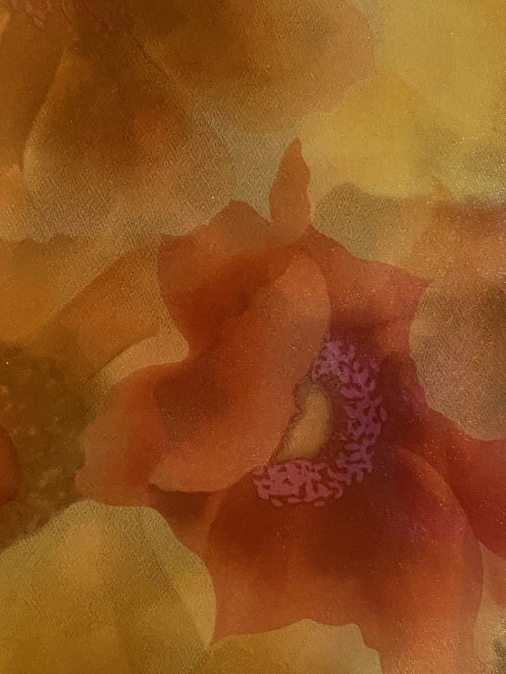 Orange sheer floral fabric 34” x 60 wide - Image 3 of 3
