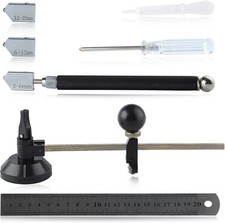 7 Pieces Glass Cutter Set, Adjustable Circular Cutter with Suction Cup