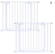 Double Pack - 2 Cumbor White Safety Gates - 29.7"-46" Walk Thru Baby / Dog