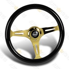 350mm Black Wood Grain Chrome Gold Spoke Nrg-st-015cg-bk Racing Steering Wheel 350mm Black Wood Grain Chrome Gold Spoke Nrg-st-015cg-bk Racing Steering Wheel