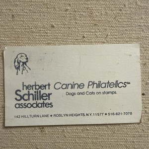 Vintage Business Card Canine Philatelics Dog Cat Stamps Roslyn Heights New York