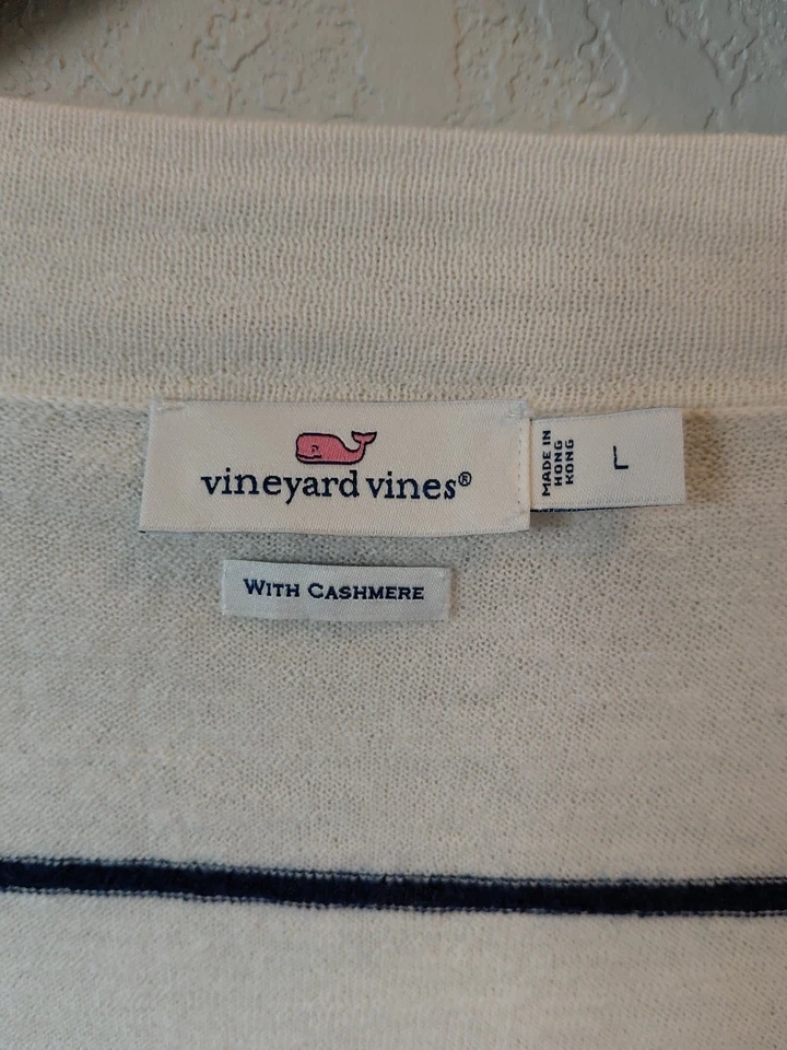 Cárdigan abierto con dobladillo curvo a rayas Vineyard Vines lana cachemir para mujer grande Foto 2 de 4