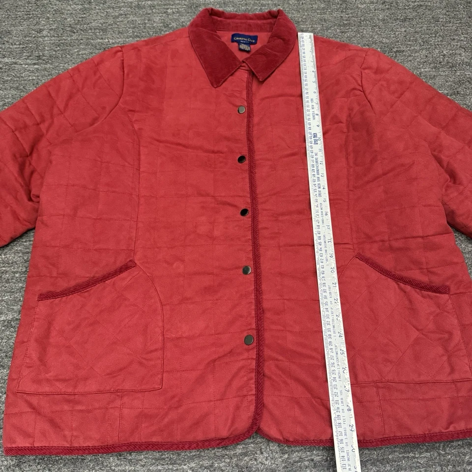Charter Club Jacket Women 2X Plus Red Quilted Chore Workwear Walk Outdoor Fall - Image 4 of 4