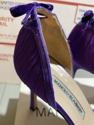 Gorgeous Manolo Blahnik Open Toe Violet Kilido Chiffon Pumps | eBay