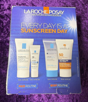 La Roche Posay Skincare Travel Set 5 pc Cleanser Sunscreen Face Body Routine