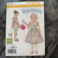 DAISY KINGDOM SIMPLICITY 2464 Girls Sz 3-8 Dress Capris Uncut Sewing Pattern