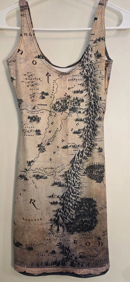 Vestido Bodycon BlackMilk Mapa da Terra Média Hobbit Senhor dos Anéis, Tamanho Pequeno - Imagem 4 de 4