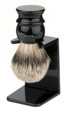 Large Silver Tip Badger Hair Shaving Brush with Drip Stand Imitation Ebony 