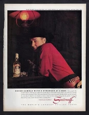 1963 SMIRNOFF Ad "Never gamble with a stranger at a bar!" Lonesome George Gobel
