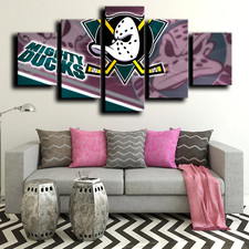 Anaheim Ducks Logo Crest NHL Hockey Sports Team 5 Piece Panel Canvas Wall Art